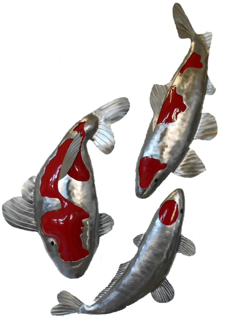 Stainless steel and glass Koi fish . 