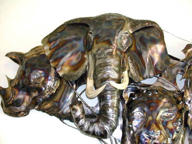 Treated steel Africa with the Big The elephant 's tusks are made from wire and filler