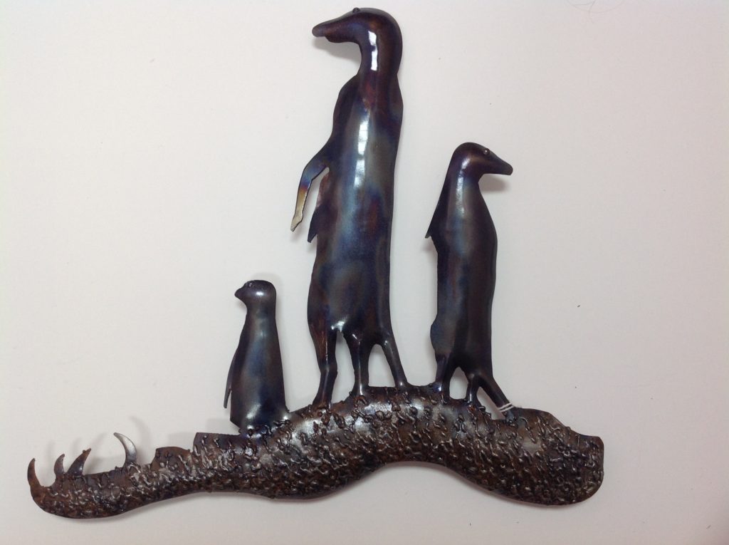 Treated steel Meerkat wall hanging