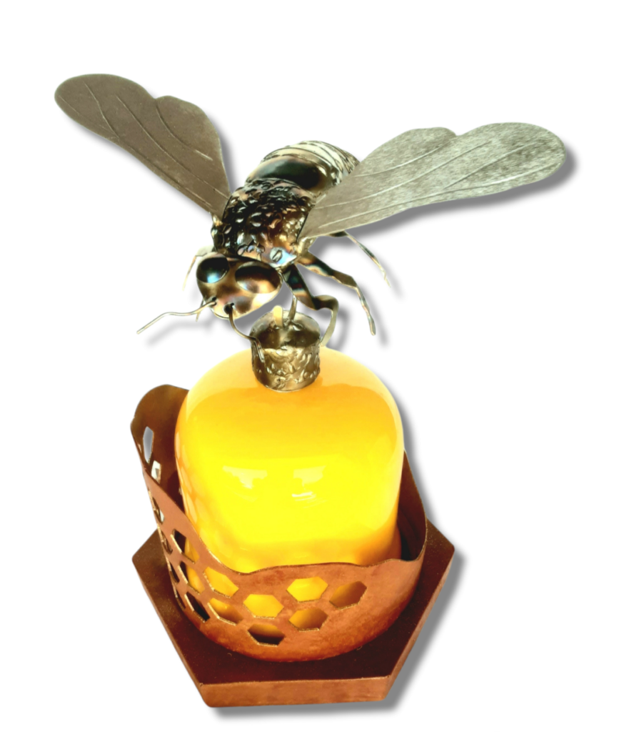 Treated steel and stainless steel bee lamp